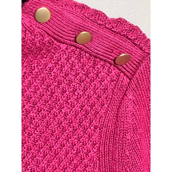 NWT Talbots Pink Chunky Sweater XS Gold Button‎ Design on Shoulder - Picture 3 of 5